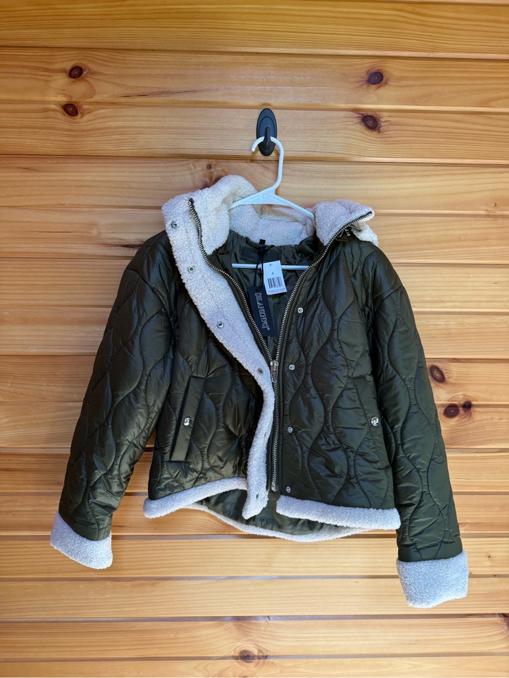 Quilted Sherpa-Lined Women’s Jacket - Olive